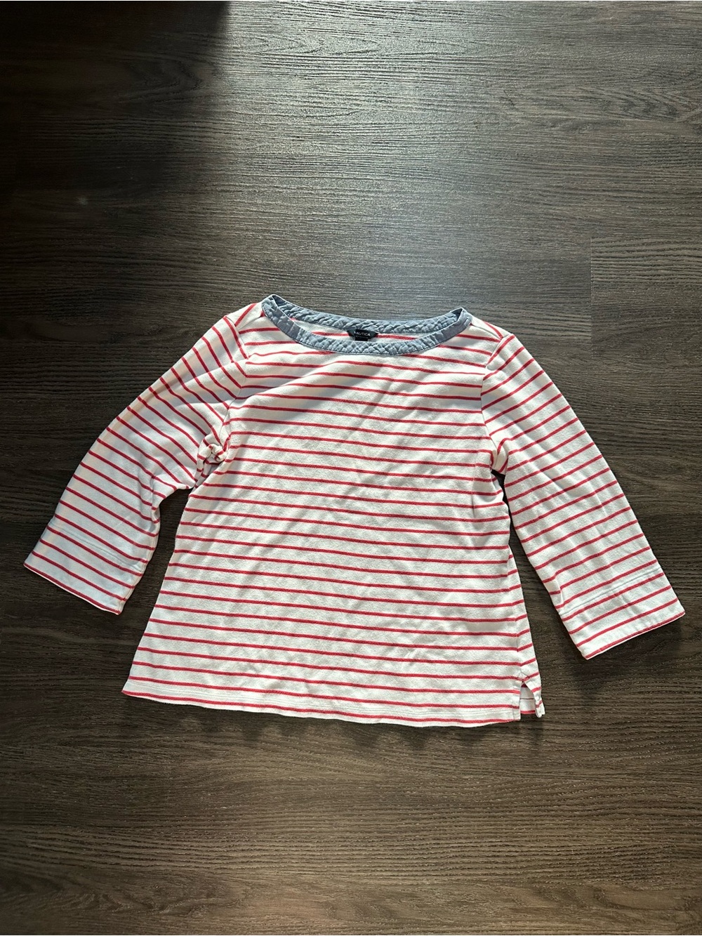100% Cotton Nautica Red and White Striped 3/4 Sleeve Tee Women’s sz Large